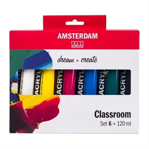 Royal Talens Amsterdam Acrylverf Set 6x120 ml - 'Educatie' - Knutseltoppers
