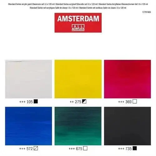 Royal Talens Amsterdam Acrylverf Set 6x120 ml - 'Educatie' - Knutseltoppers