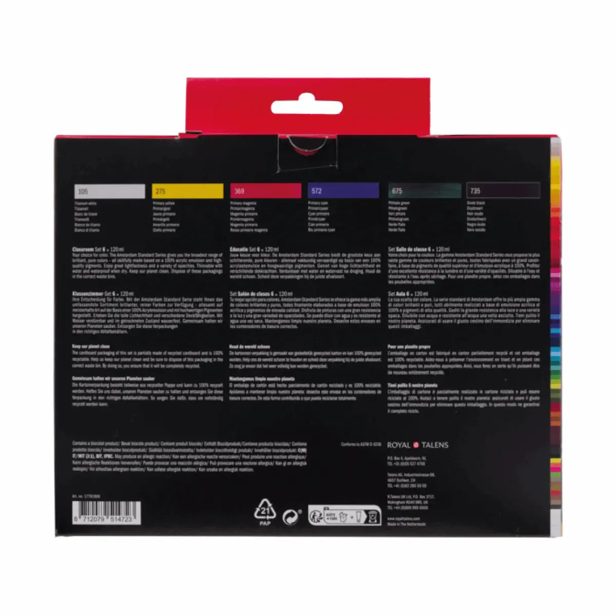 Royal Talens Amsterdam Acrylverf Set 6x120 ml - 'Educatie' - Knutseltoppers